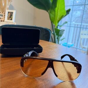 Versace Black and Gold Aviator Sunglasses